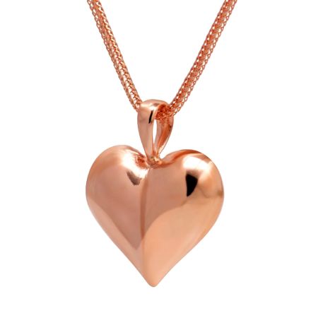 Heart pendant necklace, Rose gold plated necklace for women, Brass handmade jewelry